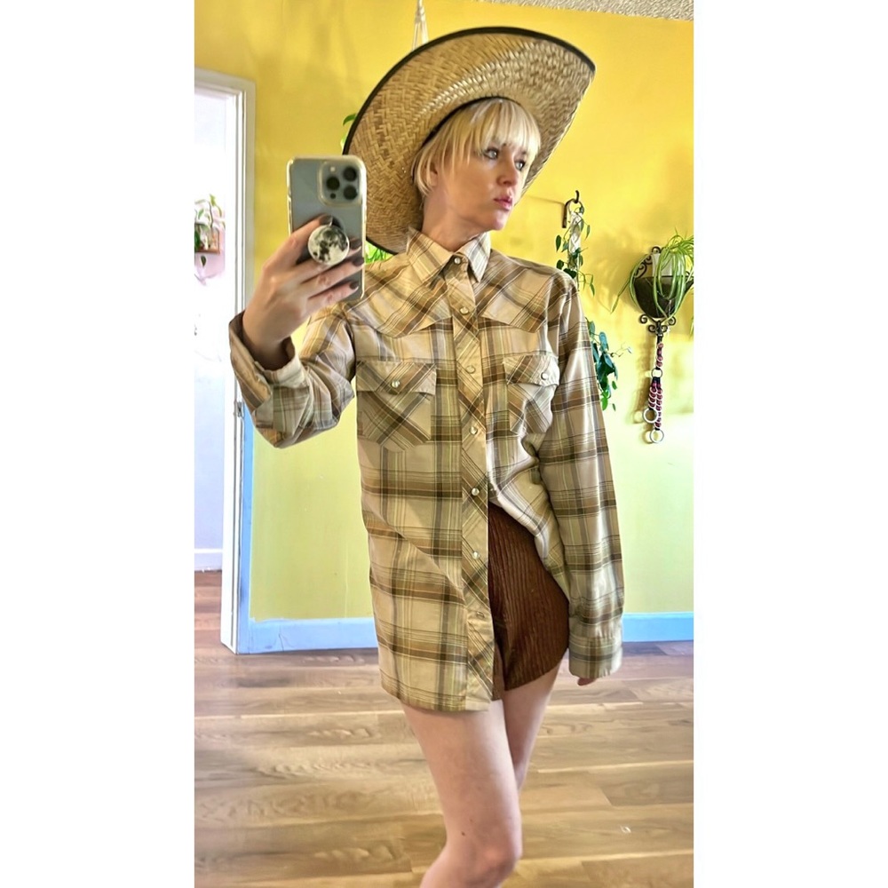 Vintage Mens 70s Western Pearl Snap Shirt